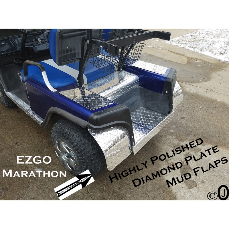 Ezgo Marathon Golf Cart Highly Polished Diamond Plate Mud Flaps