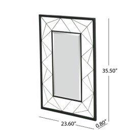 TREATLIFE HOME Rectangular Wall Mirror with Faux Wood Frame, Hand Crafted Design, Tempered Glass, Large Space Enhancer, Clear Finish