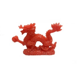 DMtse Chinese Feng Shui Dragon Lucky Red Color Figurine Statue for Luck & Success 4 inch Long