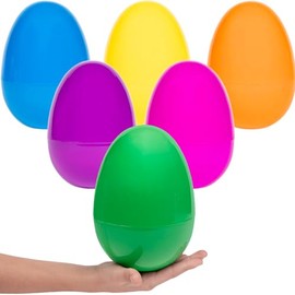 Chochkees Massive Multicolor Fillable Easter Eggs Colorful Bright Plastic Easter Eggs, Stands Upright, Perfect For Easter Egg Hunt, Surprise Egg, Assorted Colors, 8" Fillable Eggs (6-Pack)