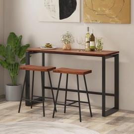 Giantex 24" Bar Stools Set of 4, Counter Height Bar Stools with Footrests, Solid Metal Legs, Wood Saddle Stools, Farmhouse Barstools for Kitchen Island, Home Bar, Walnut