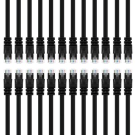 GEARIT 24-Pack, Cat5e Ethernet Patch Cable 1 Foot - Snagless RJ45 Computer LAN Network Cord, Black
