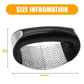 AGIgear Heavy Duty Stainless Steel Garlic Mincer and Garlic Crusher,Manual Crusher & Mincer with Ergonomic Handle for Easy Cleaning (Groovesblack)