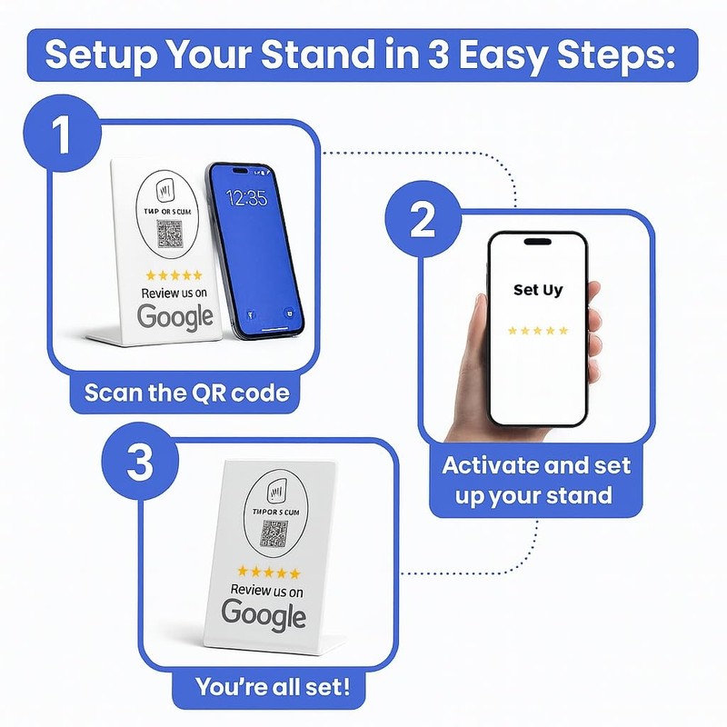 TAPro Tap Google Review Stand – NFC & QR Code
