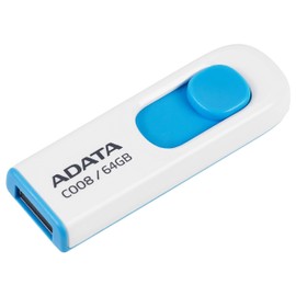 PSA COMPUTO Y PAPELERIA Kit 20 Memorias ADATA 64 GB Memoria Flash USB 2.0 Deslizable y Elegante Color Blanco con Azul con un Arranque Inteligente (Modelo C008) KIT20AC008-64G-RWE