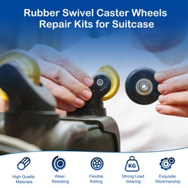 MroMax 4Pcs Luggage Wheels Replacement, 2 Inch (49 x 18mm) Rubber+Metal Suitcase Replacement Wheels