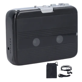 Bluetooth Cassette Player USB Or AA Battery Powered 3.5mm Jack Auto Reverse Vintage Compact Tape Player with Headphone Black