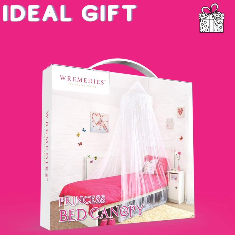 Princess Bed Canopy - Beautiful Silver Sequined Childrens Bed Canopy