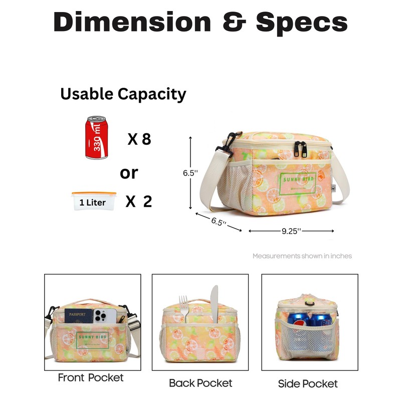 SUNNY BIRD Foldable Insulated Lunch Bag Leakproof Thermal Lunch Box