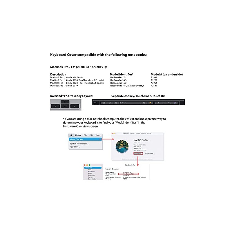 Black Keyboard Cover for MacBook Pro w/Magic Keyboard - 13"