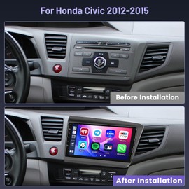 [4+64G] Android Car Radio Stereo for Honda Civic 2012 2013 2014 2015, 9 Inch Touch Screen Radio with Carplay/Android Auto/GPS Navigation/Mirror Link/DSP/Bluetooth+AHD Backup Camera