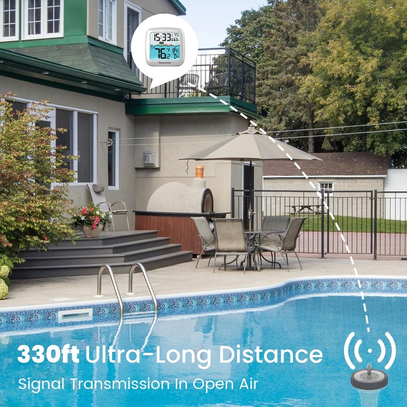 Newentor Pool Thermometer Floating Easy Read, IPX8 Wireless Swimming Pool