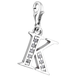 Nenalina Charm Letter K Pendant in 925 Sterling Silver for All Standard Charm Carriers - 712711-019