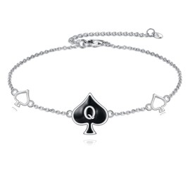 AXOMY QUEEN OF SPADES Bracelet 925 Sterling Silver Queen Card Bracelets Unique Queen of Spades Jewelry Gifts for Women HotWife Wife Lover