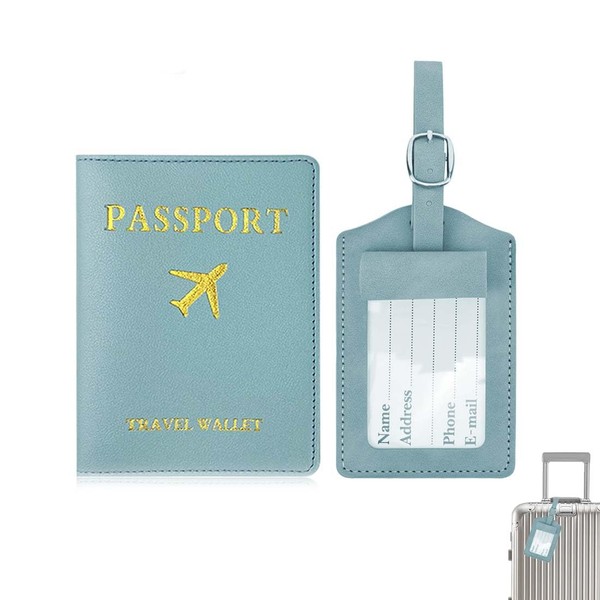 GHPKOTW 1 Set Reisepasshülle + Kofferanhänger, Passport Cover aus PU-Leder,