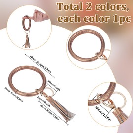 SUNNYCLUE 2Pcs Wrist Keychain Bracelet Wristlet Bracelet Keychains Leather Wristlet Keychain Wrist Key Chain Bracelets Gold Silver Key Chains for Women Mens Bags Purse Wallet Car Keys Decorations