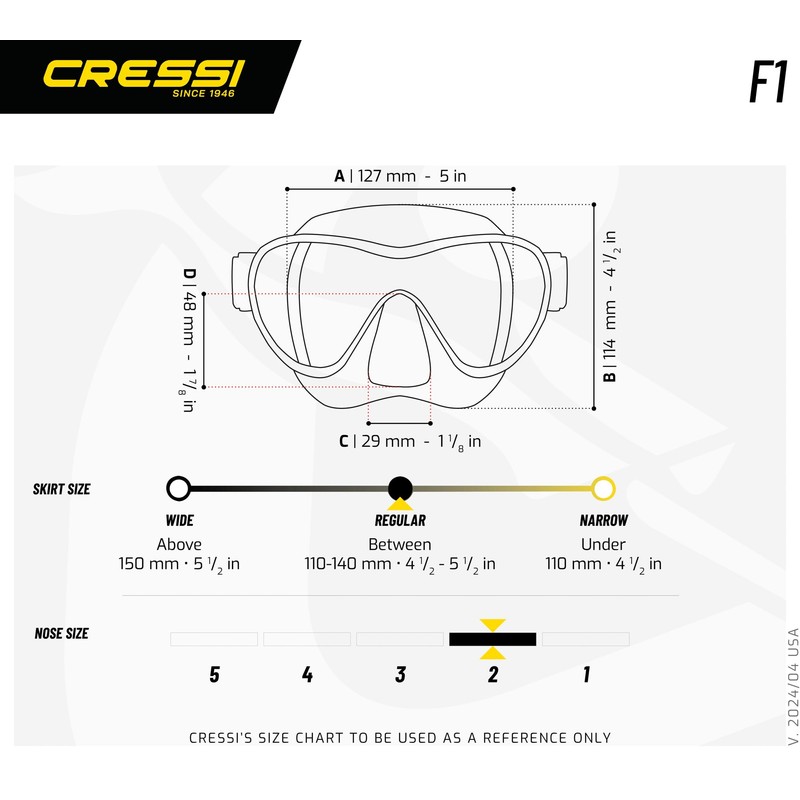 CRESSI F1 Mask Blue - Frameless Mask for Diving and