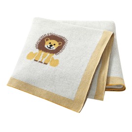 mimixiong Baby Blanket 100% Cotton Knit Lion Baby Blankets Baby Gifts Baby Essentials for Newborn, 100 x 80 cm Baby White