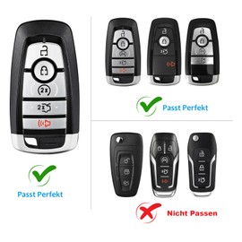 T-carbon Key Fob Cover Compatible with Ford 2018-2023 F150 & Explorer, 2021-2023 Bronco & Bronco Sport Smart Key, Red