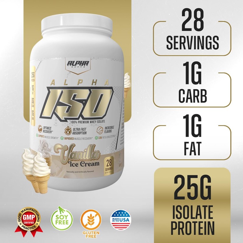 Alpha Supps ISO, Low Carb 100% Whey Protein Isolate Powder,