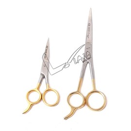 LAJA Imports 2 Pieces of 4.5" 6.5" Hair Cutting Scissors/barber Shears - ICE Tempered - Stainless Steel Gold Plated Handle