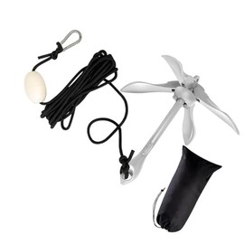 Silscvtt 3.2kg White Folding Anchor Set Folding Grapnel Anchor Kit Replacement for Small Boats Kayaks Canoe Paddle Boards
