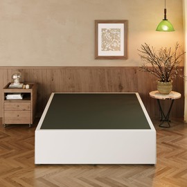 EMODA 18 Inch Full Size Bed Frame with White Skirt Cover, Heavy Duty Metal Platform No Box Spring Needed, Easy Assembly Noise Free