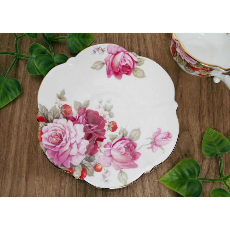 Royal Arden 37101 Bone China Cup & Saucer, Rose Pattern,