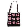Pink Bow Cherry square Cute Valentine Pink Bow Tote Bag