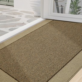 BEQHAUSE Indoor Door Mat 36" x 60", Dirt Trapper Door Mats Non-Slip Entryway Rugs Washable, Resist Dirt Absorbent Welcome Mat, Low Profile Floor Mats for Front Back Door and Entryway, Taupe