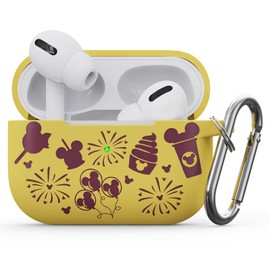 BannerBlend Cute Cartoon Engraved Case for AirPods Pro Case 2nd 1st Generation Case Cover/AirPod Pro Case Cover, Soft Silicone Skin Full Protective Cover, Front LED Light Visible Yellow+Wine Red