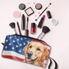 OLUSENMO Golden Retriever American Flag Makeup Bag Small Compact &