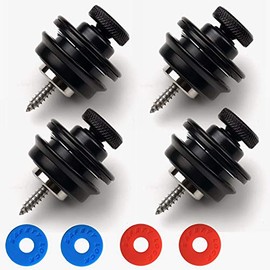 Miwayer Guitar Strap Locks Flat Round Head Heavy Duty Metal Button Security Straplock, Dual Design Strap Retainer System 4PCS with 4 Rubber Block for Electric Acoustic Guitar,ukulele
