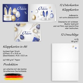 Easter Cards with Envelope Set of 10 Hinged Happy Easter Greeting Cards in A6 Folding Cards in Blue Grey Gold Modern Happy Easter Cards Card Set Envelope High Quality Business