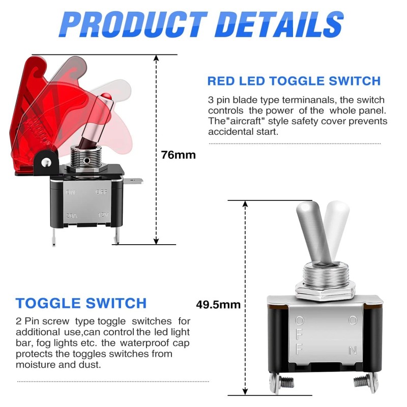 Nilight Ignition Switch Panel 12V 5 in 1 Rocker Switch