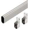Oval Wardrobe Tube Polished Chrome Closet Rod W/End Supports, Welded
