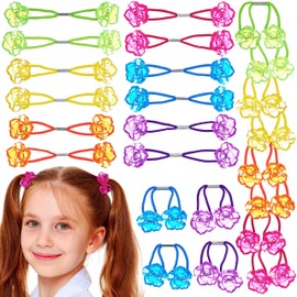 EXPRESSIONS Hairband 24-Piece Rose Twin Bead Ponytail Hair Elastics, Girls Value Pack