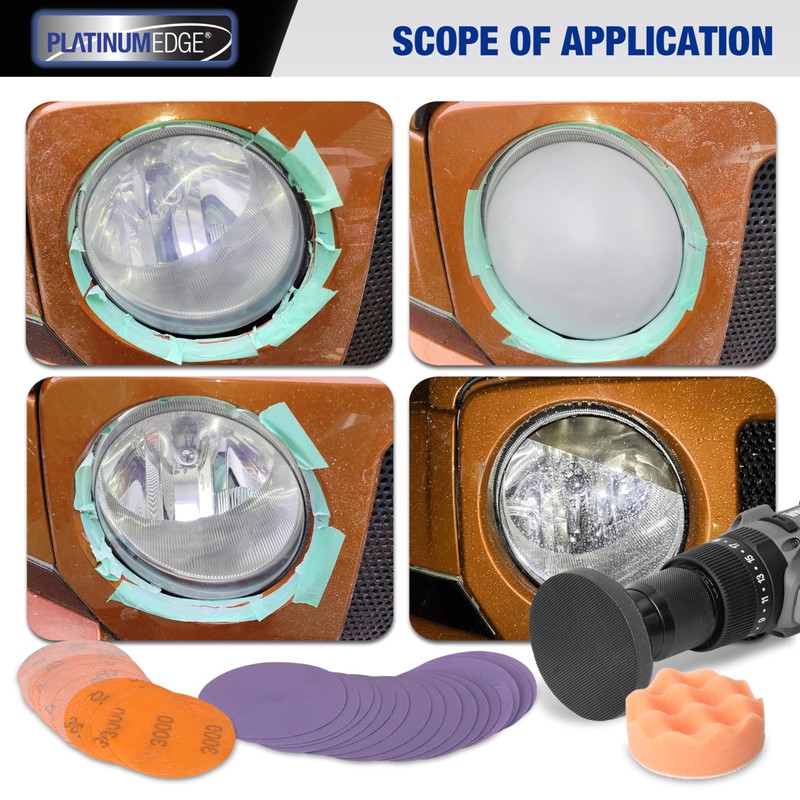 PLATINUMEDGE PLATINUMEDGE Car Headlight Restoration Kit, 3 inch Car Headlights