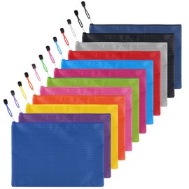 Bekecidi 12 PCS A4 Zip File Bags, Waterproof Zip Wallets Document Holder Zipper Pouch File Pockets Folder Colorful Zip Lock Storage Bags for Office, School, Home, Travel