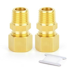 ERGAOBOY 2 Pcs 8MM OD X 3/8" BSP Thread Brass Compression Pipe Fitting, Heavy Duty Brass Compression Fitting