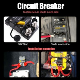 T Tocas E9 150A Amp Circuit Breaker Double 3/8" Studs with Manual Reset 12V - 48V DC | Waterproof IP67 150A Switchable