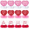 Faccito 12 Pcs Valentine's Day Honeycomb Centerpieces Valentines Decorations 3D
