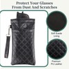 RayLove Double Eyeglasses Pouch with Carrying Strap PU Leather Soft
