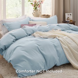 Bedsure Sky Blue Duvet Cover King Size - 3 Pieces Prewashed Extra Soft Bedding Set, Includes 1 Duvet Cover 104x90 Inches with Zipper Closure & 2 Pillow Shams, Comforter Not Included