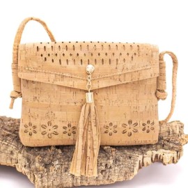 Cork tassel crossbody Shoulder bag Laser Cut design purse