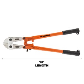 GreatNeck BC18 18 Inch Bolt Cutter, Bolt Cutters for Cutting Chain, Rod, and Heavy Wire, Drop Forged Steel Jaws, Adjustable Replaceable Blades, Cushioned Grip, Tubular Steel Handles