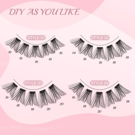96 Pcs Lash Clusters 14-20mm Cluster Lashes D Curl Lash Clusters DIY Lash Extension Eyelash Clusters Volume Wispy Lashes Super Thin Band Soft & Comfortable(Volume-D-14-20 mix)