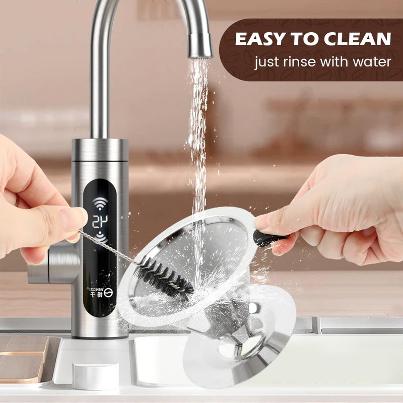 Pour Over Coffee Dripper With Cleaning Brush,Upgraded Double Micro Mesh