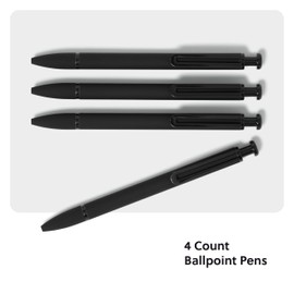 U Brands Midnight Monterey Ballpoint Pens, 4 Count, Black Soft Touch, Painted Black Details, Bold (1.0 mm) Point, Black Ink
