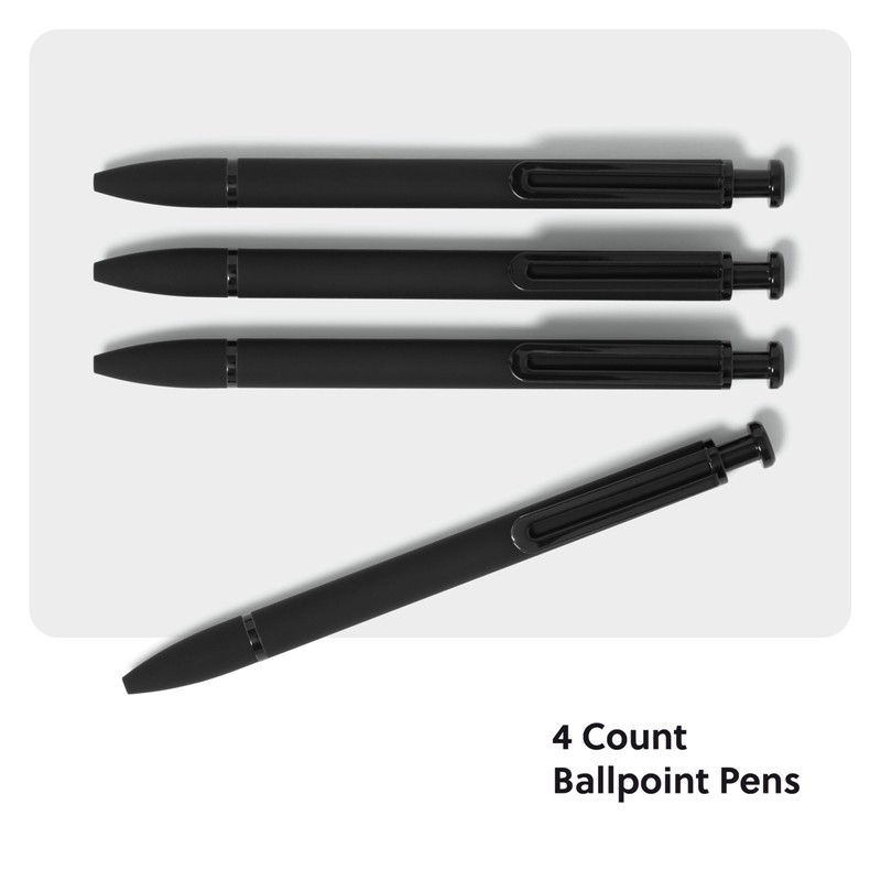 U Brands Midnight Monterey Ballpoint Pens, 4 Count, Black Soft